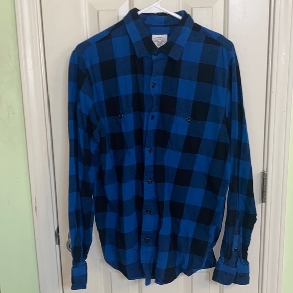 80'S LLBean Long Sleeve Button Down Flannel Check Shirt Made in USA Men's M Size Vintage cotton Green type dark green Vintage Second Hand